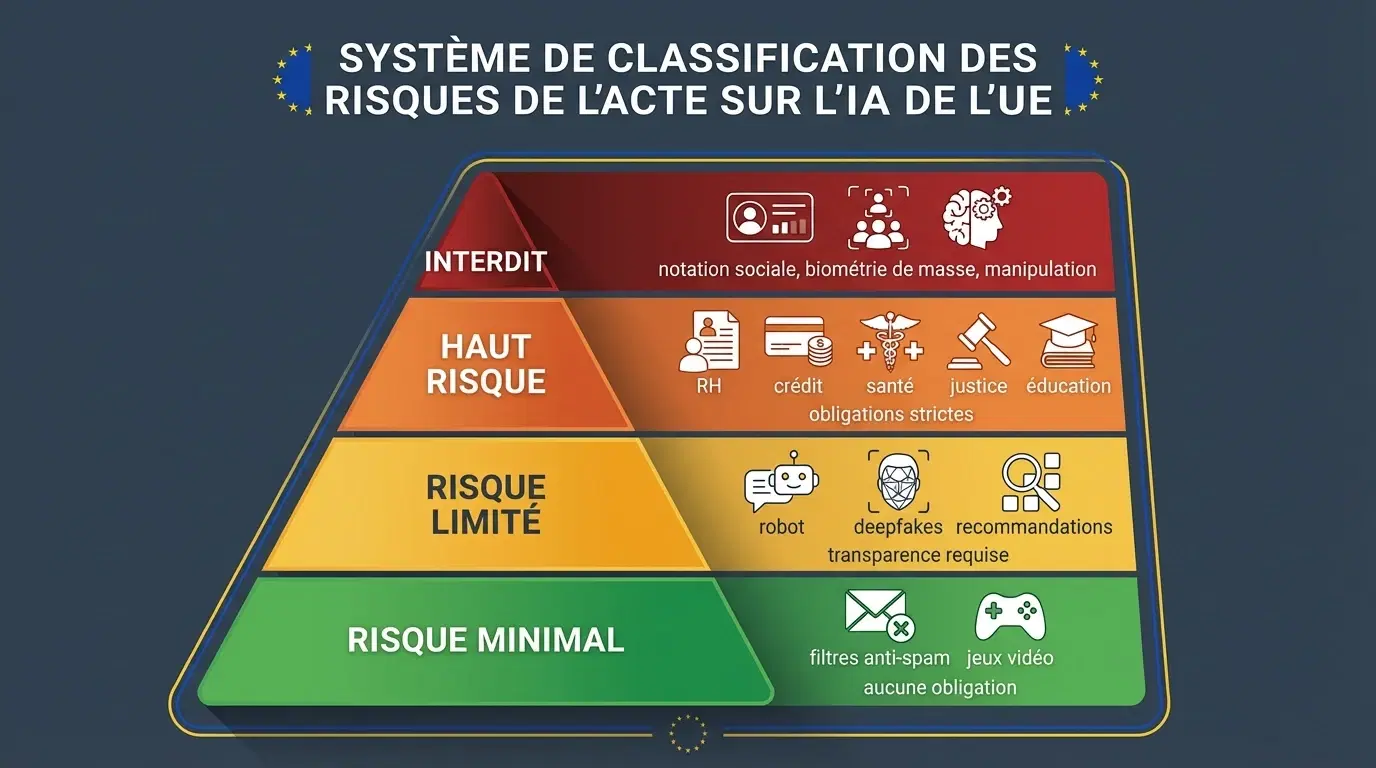 Pyramide des risques AI Act — Classification en 4 niveaux